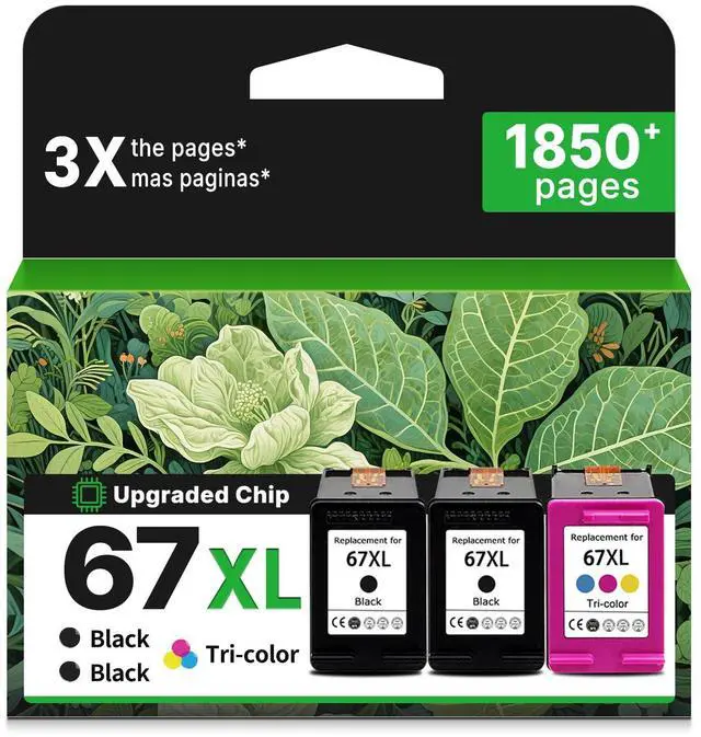 Main image of 67XL Ink Cartridges for HP 67 XL Black Color Combo 3-Pack Replacement for HP67 HP67XL for Printer 2700 2700e 4100 6400 4155e 2755e 6000 2855e 2752e 4100e 6458 6455e 4152 6055e 6052e 4152e 2742e 6400e