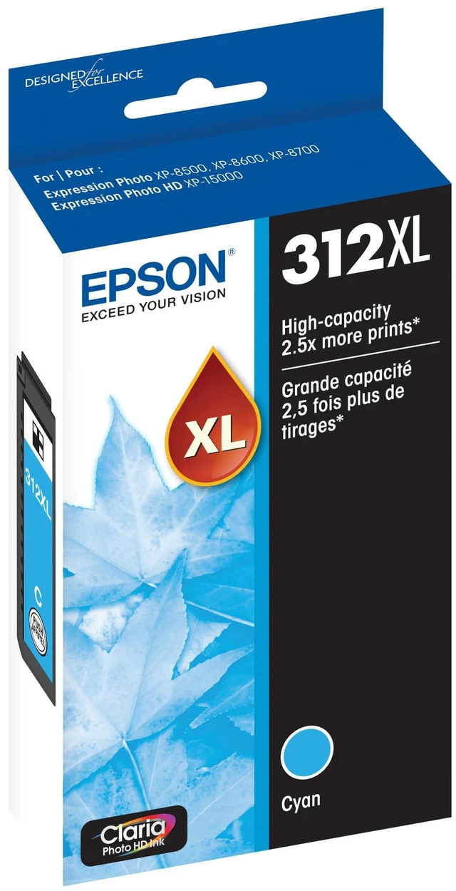 Alt view image 2 of 6 - T312 Claria Photo HD -Ink High Capacity Cyan -Cartridge (T312XL220-S) for Select Expression Photo Printers (Pack of 2)
