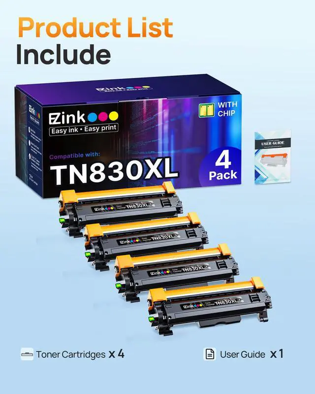 Alt view image 4 of 7 - Compatible TN830XL Toner Cartridge Replacement for Brother TN830XL TN830 TN 830 Toner Cartridges with Brother DCP-L2640DW HL-L2460DW HL-L2480DW HL-L2400D HL-L2405W Printer (4 x TN830XL Toner)