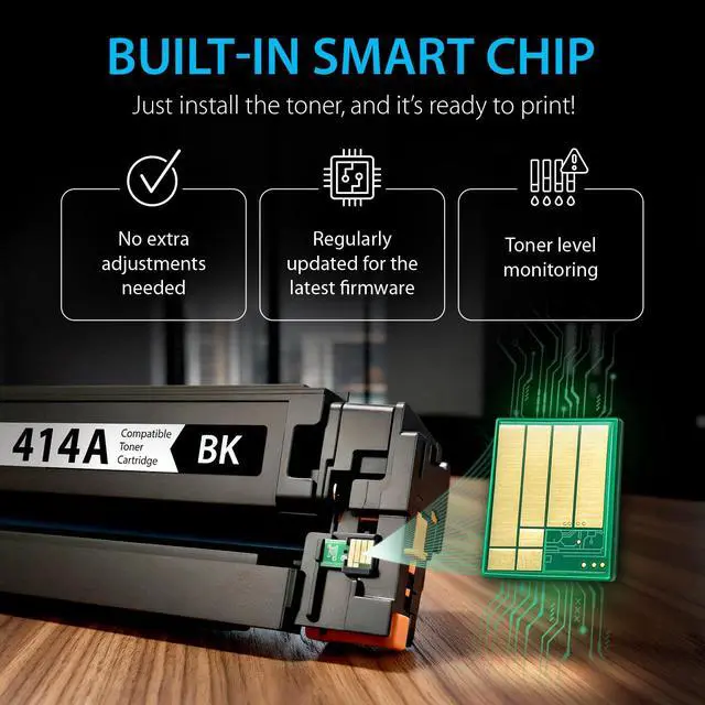 Alt view image 4 of 7 - Compatible 414A Toner Cartridge Replacement for HP 414 A with Built-in Chip (2 Black Pack) to use with Color LaserJet Pro MFP M479fdw M479fdn M479fdw M454dw M454dn