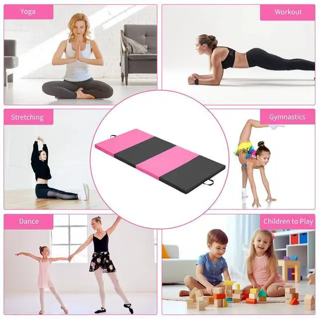 Alt view image 3 of 6 - Gymnastics Mat 6'x3'x2''/4'x8'x2'' Exercise Mat Gym Mat for Home Aerobics Workout Foldable Tumbling Mat Children Gifts