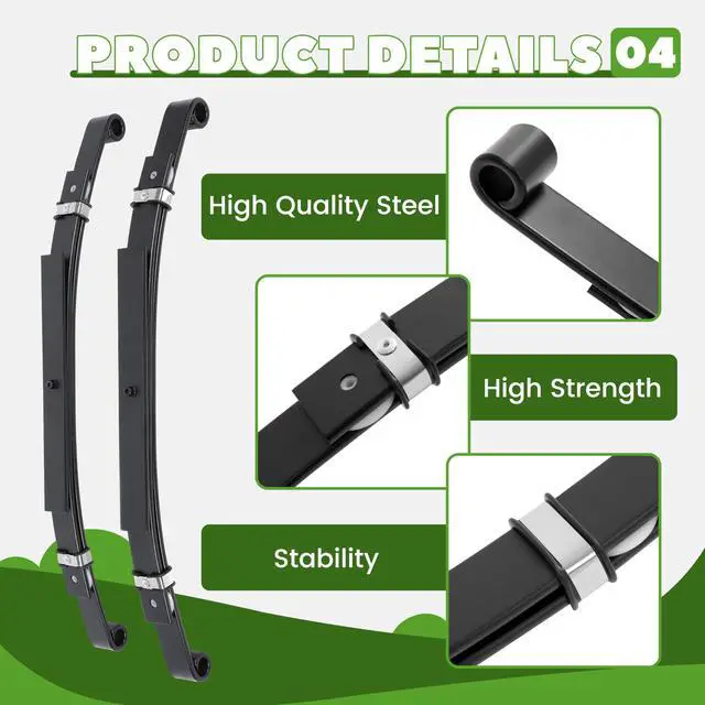 Alt view image 5 of 7 - Rear Leaf Springs Compatible With Club Car DS Golf Cart 1981-Up Heavy Duty 3 Leafs with Bushings and Sleeves/Set of 2