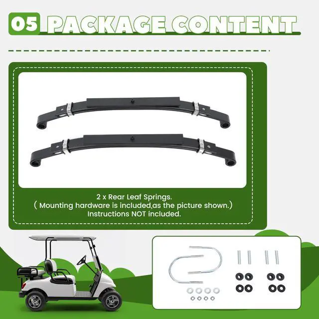 Alt view image 6 of 7 - Rear Leaf Springs Compatible With Club Car DS Golf Cart 1981-Up Heavy Duty 3 Leafs with Bushings and Sleeves/Set of 2