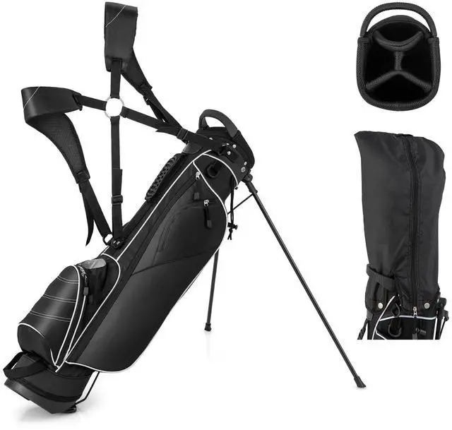 Main image of Golf Stand Bag, Lightweight Golf Club Bag with 4 Way Top Dividers, Rain Hood, Cooler Bag, 4 Zippered Pockets, Dual Shoulder Strap, Portable Golf Bag with Stand for Women Men