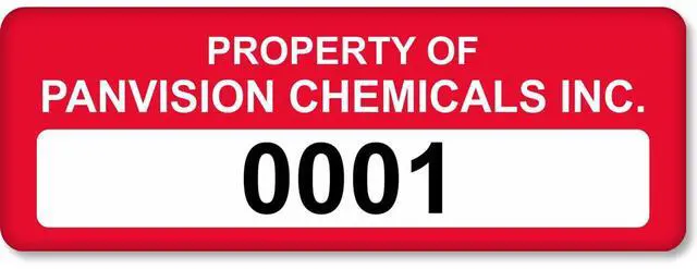 Main image of Custom Asset Labels with Sequential Numbering | 0.625" x 1.75" Vinyl Tags with Heavy Adhesive, Pack of 100, Made in USA
