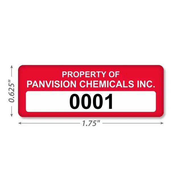Alt view image 3 of 5 - Custom Asset Labels with Sequential Numbering | 0.625" x 1.75" Vinyl Tags with Heavy Adhesive, Pack of 100, Made in USA
