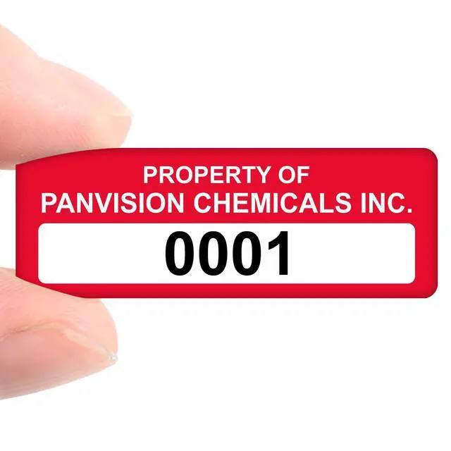 Alt view image 2 of 5 - Custom Asset Labels with Sequential Numbering | 0.625" x 1.75" Vinyl Tags with Heavy Adhesive, Pack of 100, Made in USA