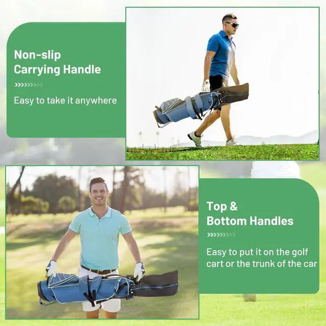 Alt view image 5 of 7 - Golf Stand Bag, Lightweight Golf Club Bag with 4 Way Top Dividers, Rain Hood, Cooler Bag, 4 Zippered Pockets, Dual Shoulder Strap, Portable Golf Bag with Stand for Women Men
