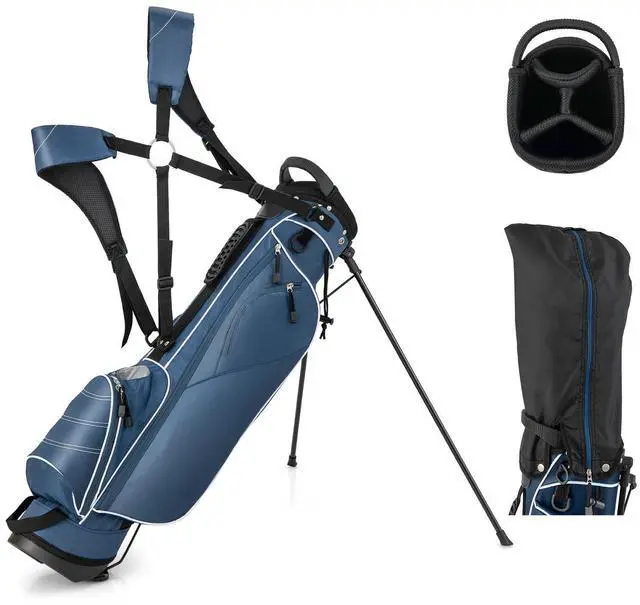 Main image of Golf Stand Bag, Lightweight Golf Club Bag with 4 Way Top Dividers, Rain Hood, Cooler Bag, 4 Zippered Pockets, Dual Shoulder Strap, Portable Golf Bag with Stand for Women Men
