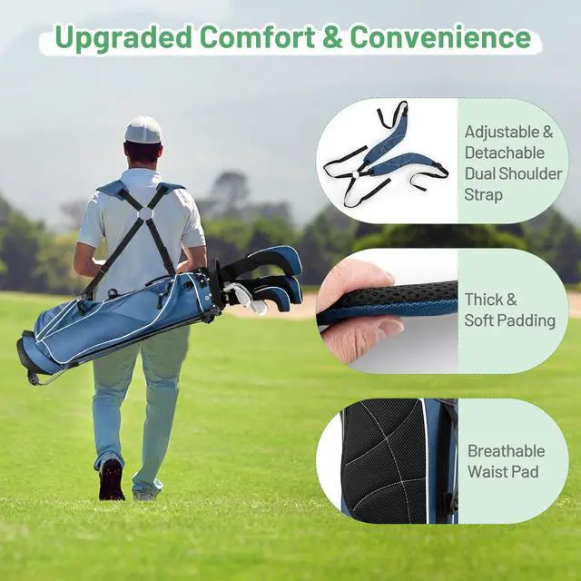 Alt view image 4 of 7 - Golf Stand Bag, Lightweight Golf Club Bag with 4 Way Top Dividers, Rain Hood, Cooler Bag, 4 Zippered Pockets, Dual Shoulder Strap, Portable Golf Bag with Stand for Women Men