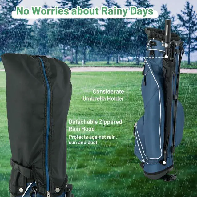Alt view image 3 of 7 - Golf Stand Bag, Lightweight Golf Club Bag with 4 Way Top Dividers, Rain Hood, Cooler Bag, 4 Zippered Pockets, Dual Shoulder Strap, Portable Golf Bag with Stand for Women Men