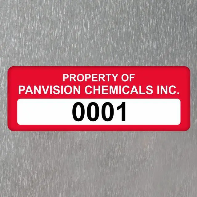 Alt view image 5 of 5 - Custom Asset Labels with Sequential Numbering | 0.625" x 1.75" Vinyl Tags with Heavy Adhesive, Pack of 100, Made in USA