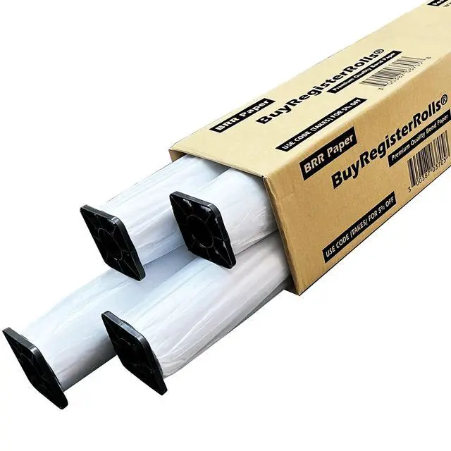 Alt view image 3 of 3 - CAD Paper Rolls (2 Rolls) 36x300 Plotter Paper, 96 bright, 20lb 74 GSM Wide Format Ink Jet Bond Rolls with 2 Inch Core (Width 36 x 300 Length) from