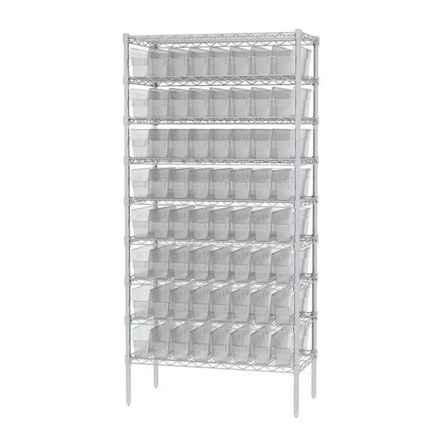 Alt view image 3 of 7 - 30048 Plastic Nesting ShelfMax Storage Bin Box, (18-Inch x 4-Inch x 6-Inch), Clear, (8-Pack)