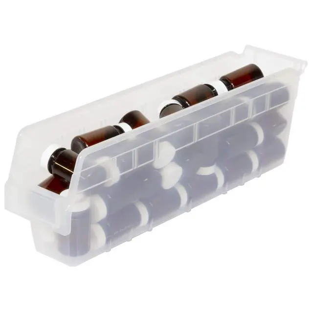 Alt view image 7 of 7 - 30048 Plastic Nesting ShelfMax Storage Bin Box, (18-Inch x 4-Inch x 6-Inch), Clear, (8-Pack)