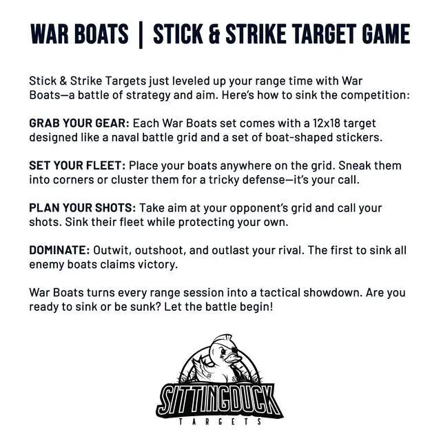 Alt view image 5 of 5 - War Boats Shooting Target | 12x18 Inch Stick & Strike Targets | Interactive Game Shooting Targets
