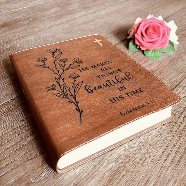 Alt view image 4 of 7 - Custom NIV Journaling Bible, Custom Engraved Bible, New International Version, Christian Gifts, Baptism Gifts