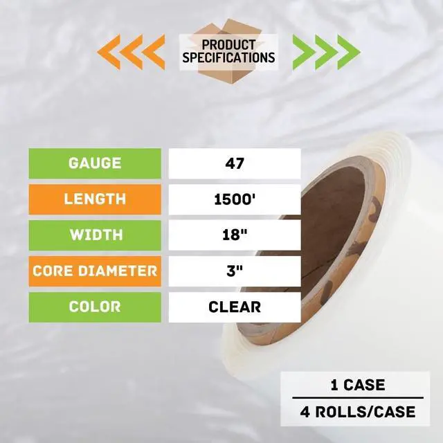 Alt view image 3 of 6 - PSBM 4 Rolls 18 Inch x 1500 Feet 47 Gauge Stretch Film/Wrap, Industrial Strength Clear Shrink/Plastic Wrap for Moving, Packing, Shipping, Pallet Wrapping & Storage