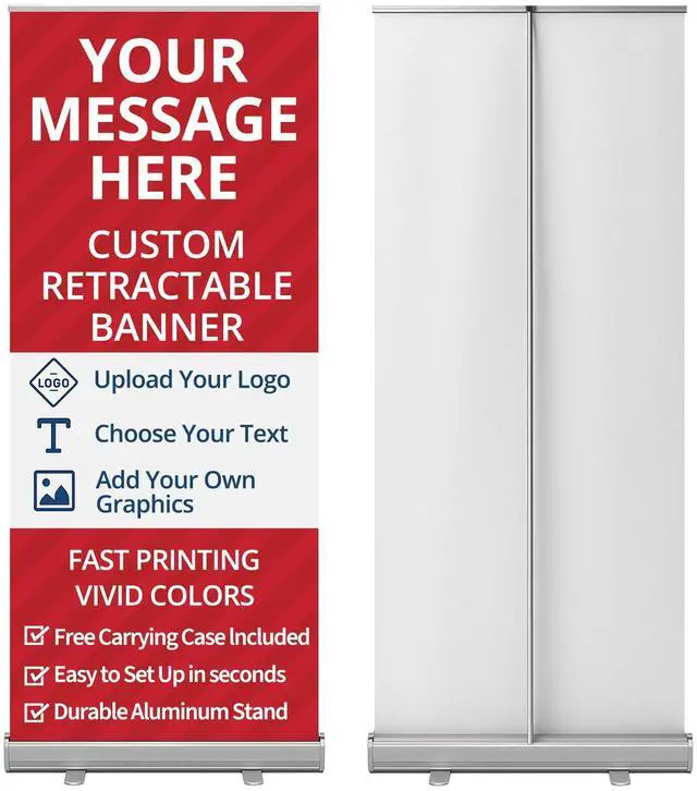 Main image of 33" x 81" Custom Retractable Banner with Carrying Case Personalized Display for Trade Shows, Conferences, Events Portable Pull Up Stand, 1 Piece