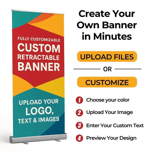 Alt view image 6 of 7 - 33" x 81" Custom Retractable Banner with Carrying Case Personalized Display for Trade Shows, Conferences, Events Portable Pull Up Stand, 1 Piece