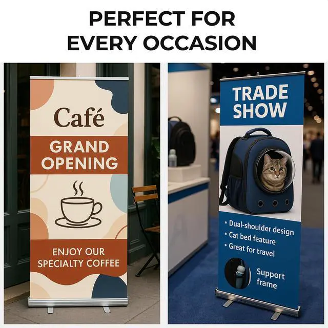 Alt view image 7 of 7 - 33" x 81" Custom Retractable Banner with Carrying Case Personalized Display for Trade Shows, Conferences, Events Portable Pull Up Stand, 1 Piece