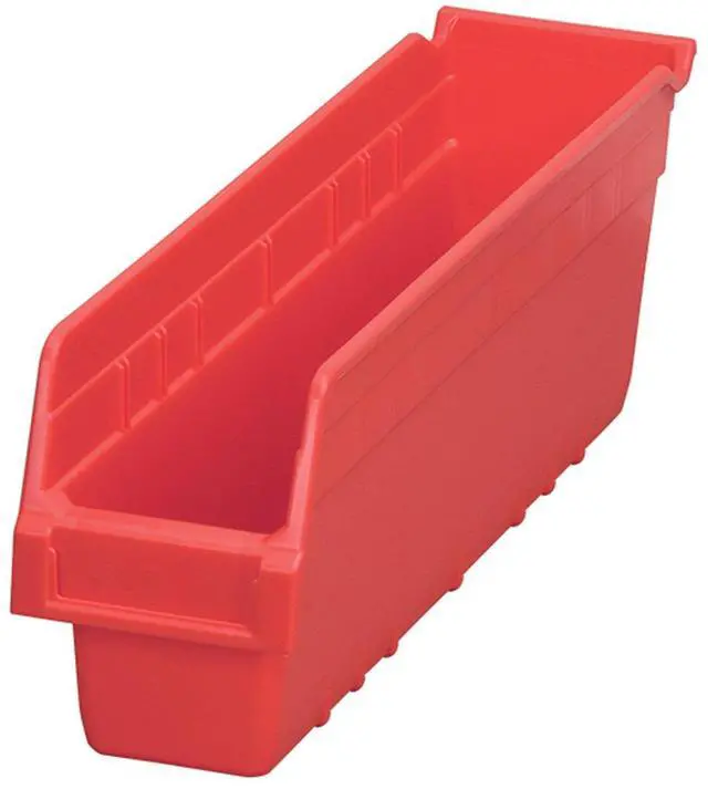 Main image of Shelfmax Bins - 4-1/8"Wx17-5/8"Dx6"H - Red - Red - Lot of 8
