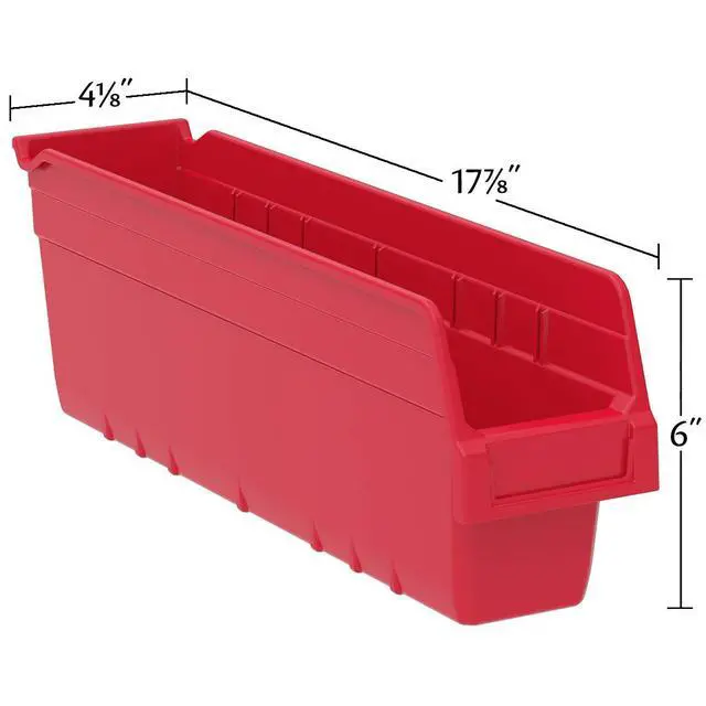 Alt view image 5 of 7 - Shelfmax Bins - 4-1/8"Wx17-5/8"Dx6"H - Red - Red - Lot of 8