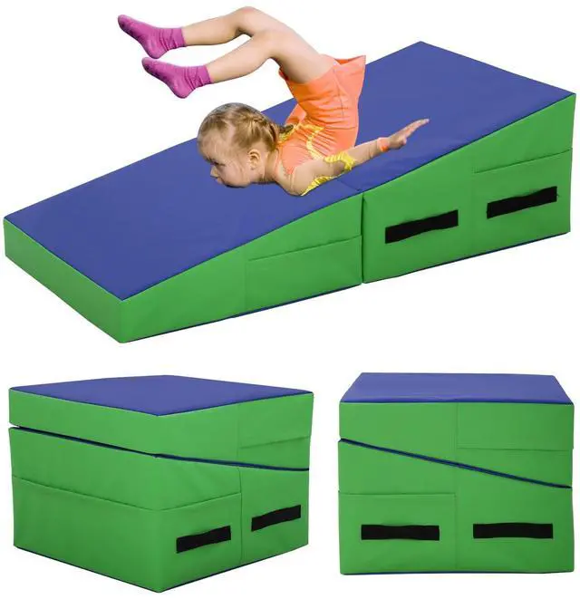 Main image of Gymnastics Mat 34X24X14 Incline Tumbling Mats for Home Gym, Folding Exercise Mat Cheese Wedge Mat with Non-Slip PVC Surface & Handles for Kid Adults Workout