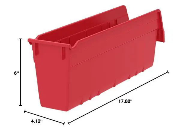 Alt view image 7 of 7 - Shelfmax Bins - 4-1/8"Wx17-5/8"Dx6"H - Red - Red - Lot of 8