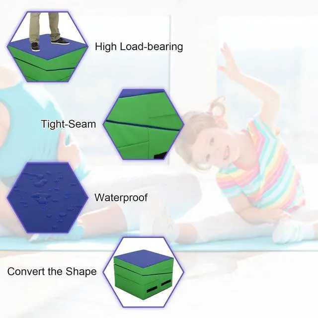 Alt view image 4 of 7 - Gymnastics Mat 34X24X14 Incline Tumbling Mats for Home Gym, Folding Exercise Mat Cheese Wedge Mat with Non-Slip PVC Surface & Handles for Kid Adults Workout