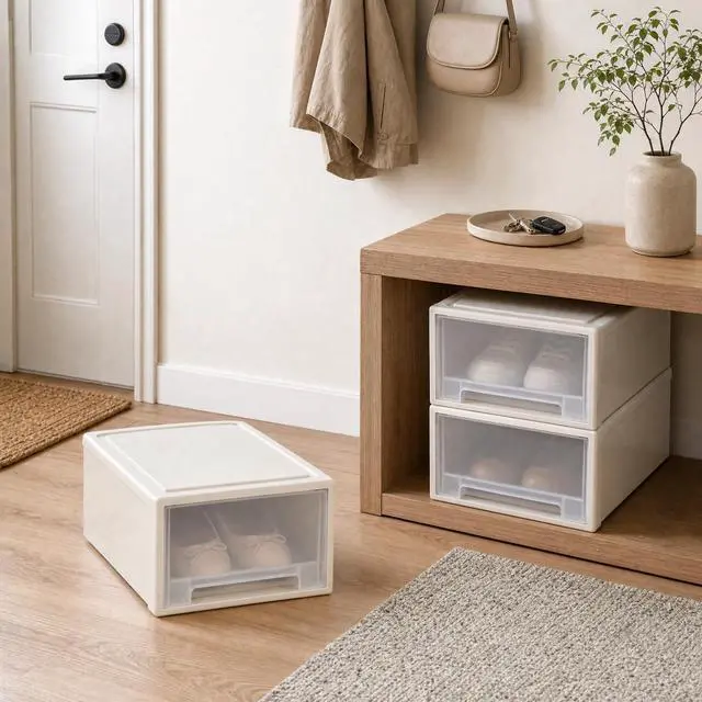 Alt view image 2 of 7 - 18 Quart Plastic Stacking Chest of Drawer, Storage Drawer Box, 3 Pack
