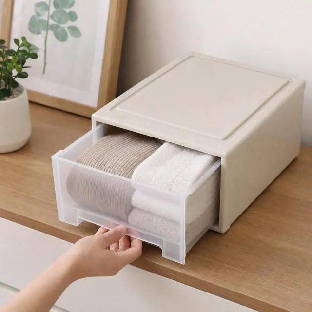 Alt view image 7 of 7 - 18 Quart Plastic Stacking Chest of Drawer, Storage Drawer Box, 3 Pack