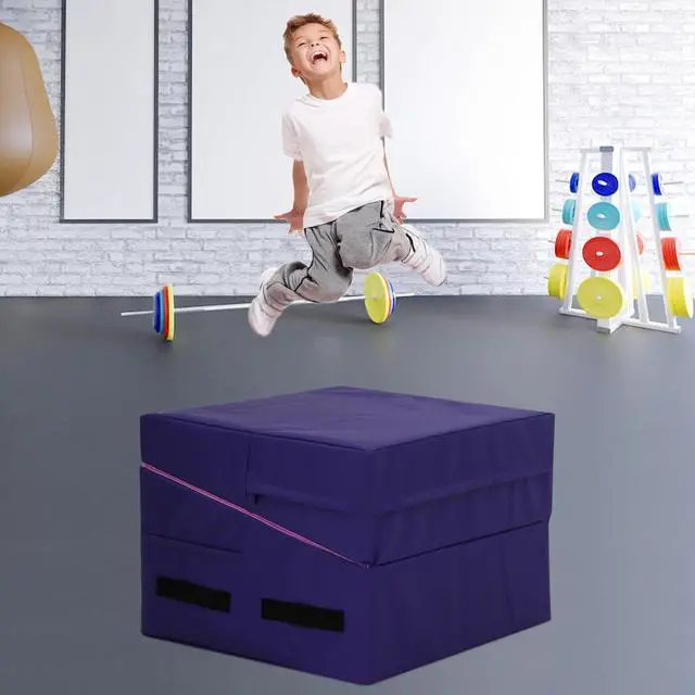 Alt view image 6 of 7 - Gymnastics Mat 34X24X14 Incline Tumbling Mats for Home Gym, Folding Exercise Mat Cheese Wedge Mat with Non-Slip PVC Surface & Handles for Kid Adults Workout