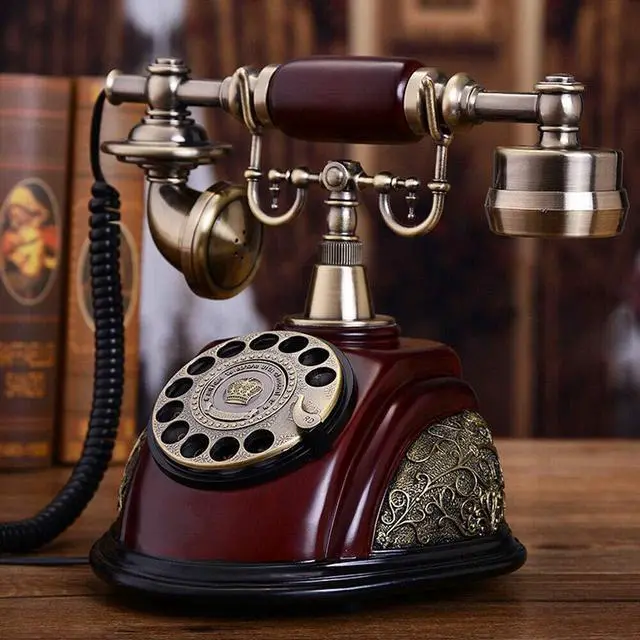 Alt view image 3 of 7 - Royal Vintage Telephone Antique Desk Phone Corded Retro Phone Rotary Antique Dial Handset Corded Desk Home Office Vintage Decorative Telephone (Bronze)