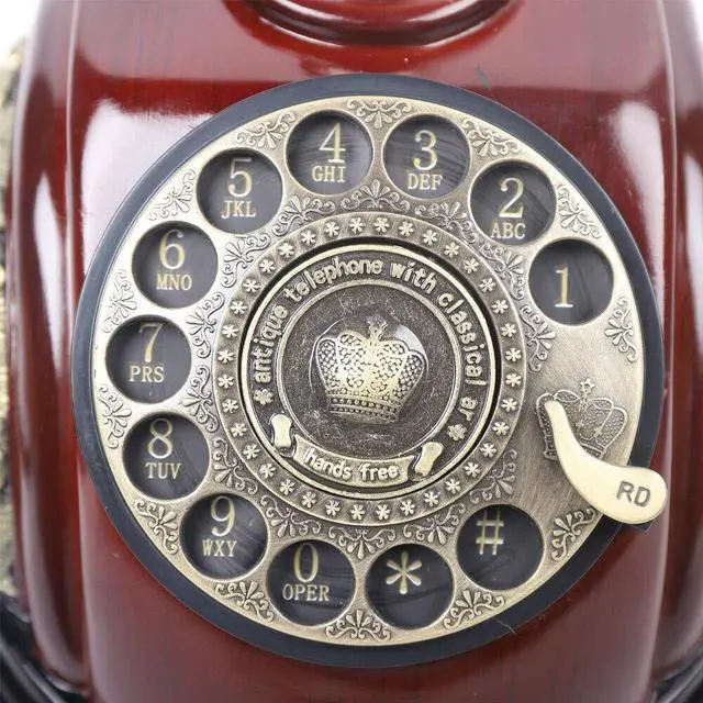 Alt view image 4 of 7 - Royal Vintage Telephone Antique Desk Phone Corded Retro Phone Rotary Antique Dial Handset Corded Desk Home Office Vintage Decorative Telephone (Bronze)