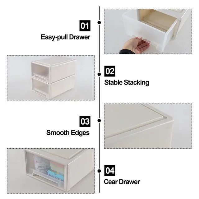 Alt view image 5 of 7 - 12 Quart Stacking Drawer, Plastic Storage Drawer Unit, 3-Pack