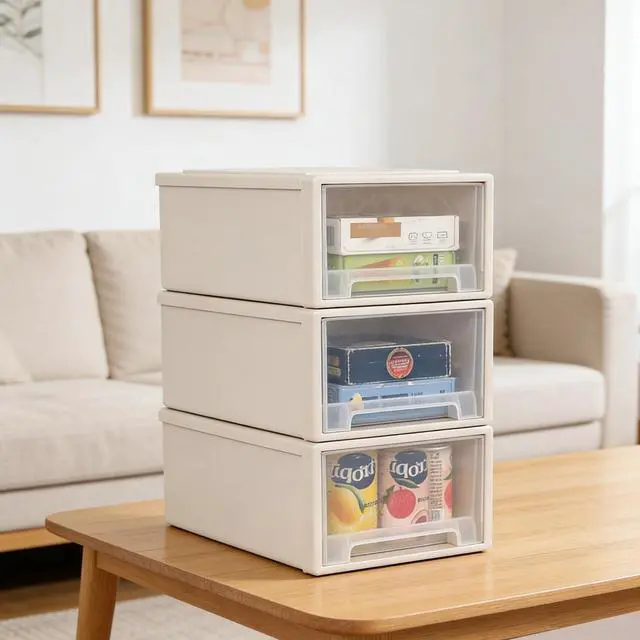 Alt view image 4 of 7 - 12 Quart Stacking Drawer, Plastic Storage Drawer Unit, 3-Pack