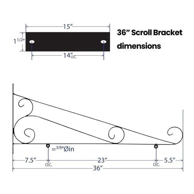Alt view image 2 of 4 - 36" Scroll Bracket (bracket only)