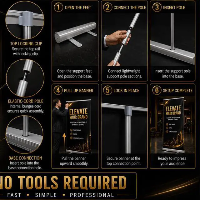 Alt view image 3 of 7 - Custom Retractable Banner with Silver Aluminum Stand, 33" x 81" Personalized Roll Up Banner, Made in USA, Travel Bag Included, Proof Approval Before Printing, 1-Day Production for Trade Shows, Expos