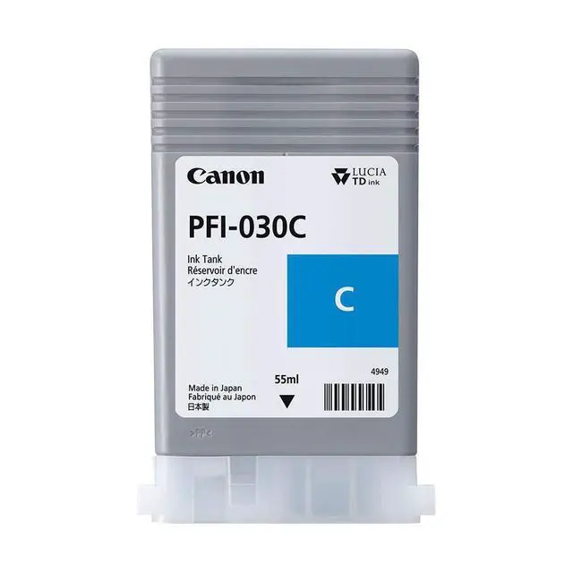 Alt view image 2 of 2 - Cyan Ink 55m (PFI-030C) for imagePROGRAF TA-20 and TA-30