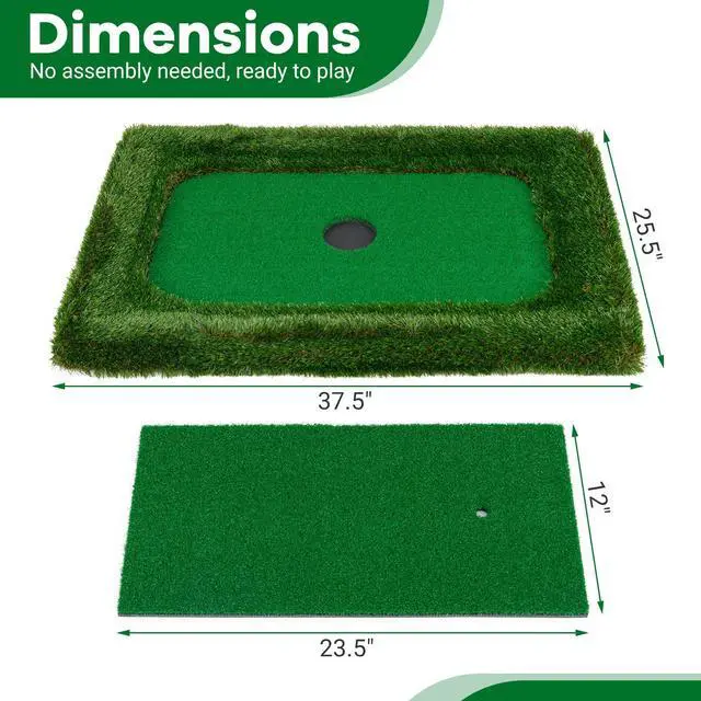 Alt view image 7 of 7 - Floating Golf Green for Pool, Floating Chipping Green Mat w/Hitting Mat, Golf Balls, Flag and Tee for Golf Practice, Golf Putting Mat for Golf Game (Rectangular, 37.5" x 25.5")