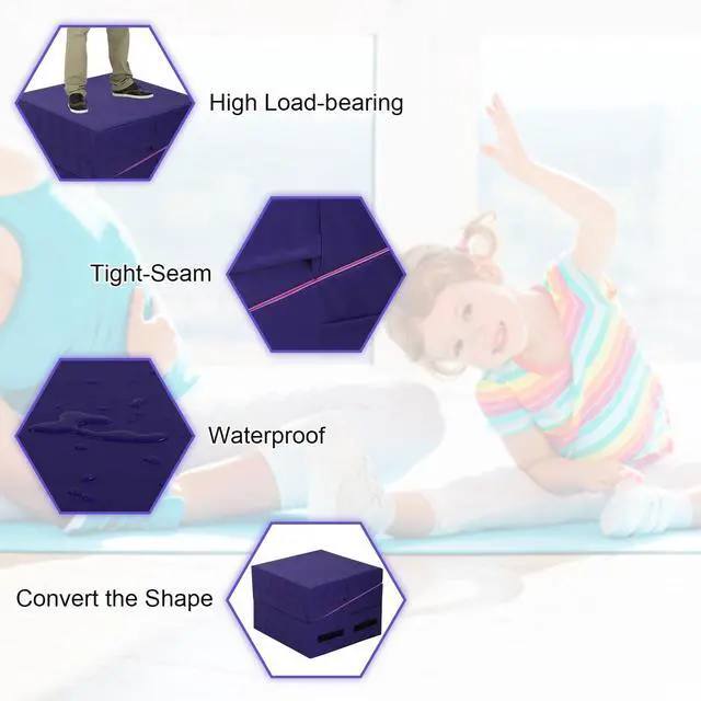 Alt view image 7 of 7 - Gymnastics Mat 34X24X14 Incline Tumbling Mats for Home Gym, Folding Exercise Mat Cheese Wedge Mat with Non-Slip PVC Surface & Handles for Kid Adults Workout