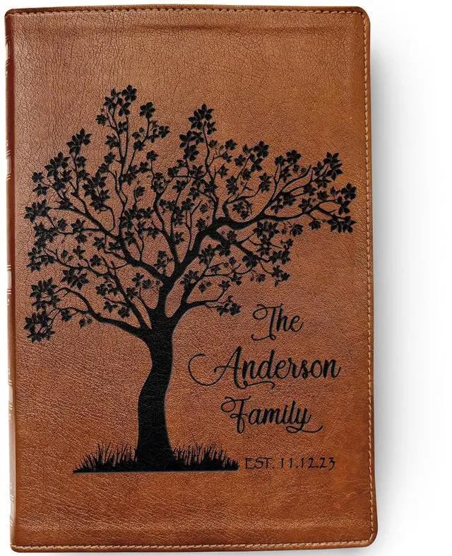 Main image of Personalized Family Bible, Custom Engraved NKJV Wide-Margin Family Tree Bible for Weddings and Anniv. Gifts