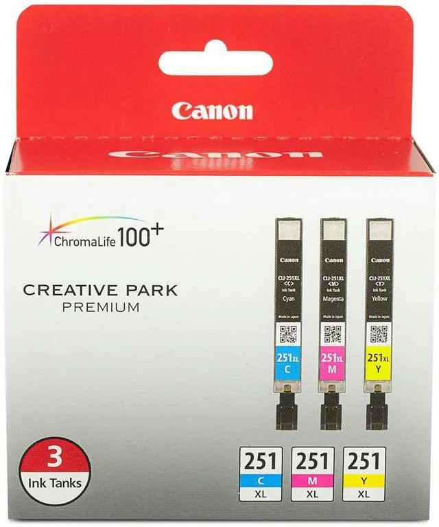 Main image of CLI-251XL Genuine Three Color Multi Pack, Compatible with MG6320, iP7220, MG5420, MX922, MX722, MG7120, MG6420, MG5520, iX6820, iP8720, MG7520, MG6620, MG5620 (Optional) Printers