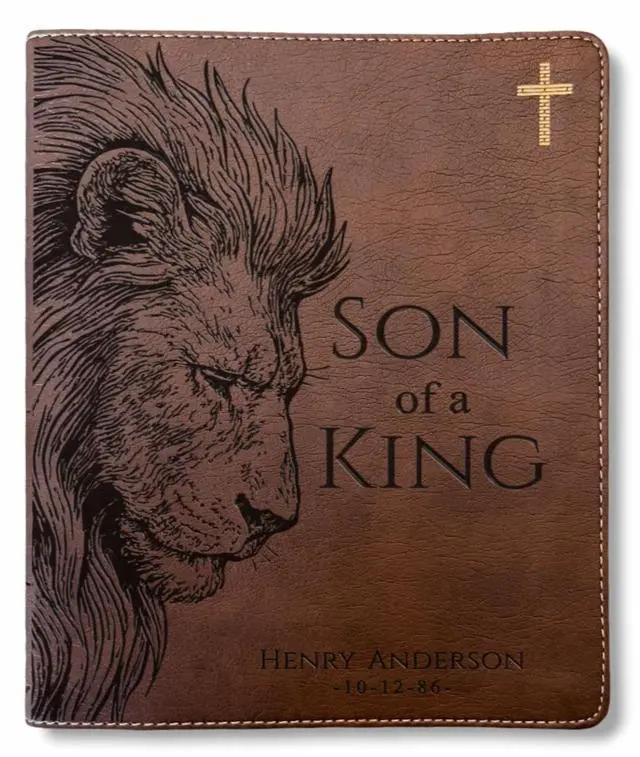 Main image of Personalized NIV Journaling Bible, Son of a King Lion Design, Custom Engraved Name, Christian Gift, Baptism Gift, Bible Gift for Him