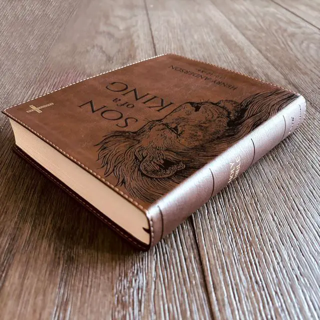 Alt view image 3 of 7 - Personalized NIV Journaling Bible, Son of a King Lion Design, Custom Engraved Name, Christian Gift, Baptism Gift, Bible Gift for Him