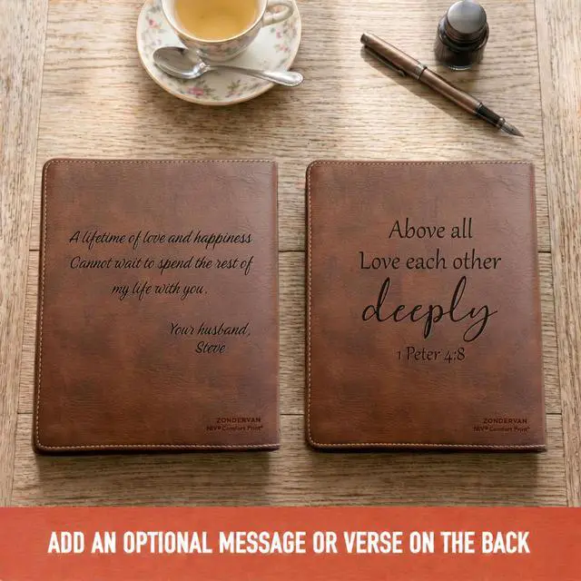 Alt view image 5 of 7 - Personalized NIV Journaling Bible, Son of a King Lion Design, Custom Engraved Name, Christian Gift, Baptism Gift, Bible Gift for Him
