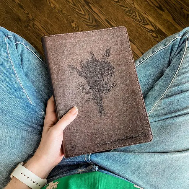 Alt view image 2 of 7 - ESV Journaling Bible | Personalized with Name | Custom Design Hand Illustrated and Laser Engraved | Gift for Wedding, Birthday, Baptism, Graduation