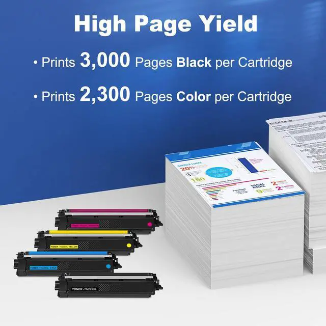 Alt view image 4 of 7 - TN229XL 229XL TN229 High Yield Toner Cartridge Compatible Replacement for Brother TN229XL TN-229 Works with Brother MFC-L3720CDW L3780CDW L3765CDW HL-L3220CDW L3280CDW L3300CDW Printer (4-Pack Color)