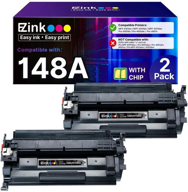 Main image of 148A Toner Cartridge 4001n 4101fdw (with Chip) Replacement for HP 148A Toner Cartridge W1480A 148X W1480X to Use with HP LaserJet Pro 4001n 4101fdw 4001dn 4001dw 4101fdn 4101dw Printer(2Pack)